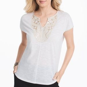 White house black market white embellished Beaded